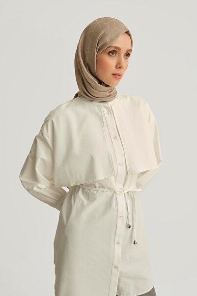 Armine Pelerin Detaylı Poplin Gömlek 25yh3442 Ekru