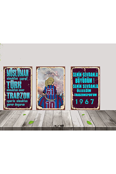 hazalshop Trabzonspor Çocuk Taraftar Temalı 3 Adet 20 x 30 CM MDF Tablo SET