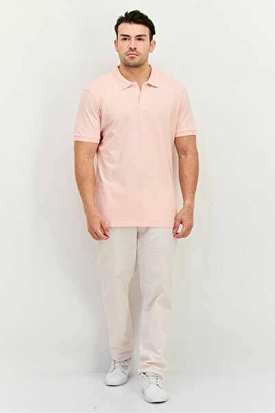 Riders by Lee Men Regular Fit Solid Short Sleeves Polo Shirt, Light Pink