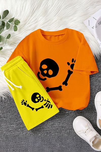 MYADA New Season Cute Skeleton Printed 2-Piece Children's Suit 23466