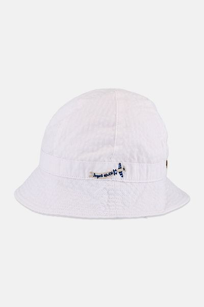 Sergent Major Toddlers Boy Embroidered Bucket Hat, White