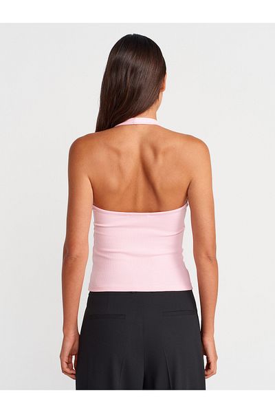 Dilvin Pink Halter Collar Top-Dust 21052