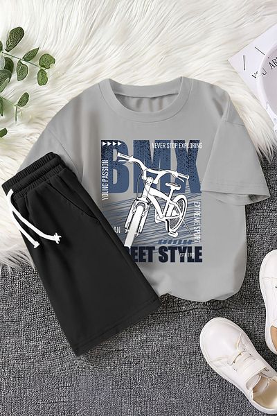 MYADA New Season Bmx Street Style Bicycle Printed 2-Piece Children's Set 22485