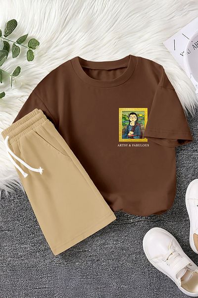 MYADA Детски комплект от 2 части с щампа на котка Faboulus New Season 22751
