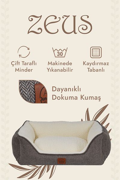 Jungolica Pet Products Zeus, High-Quality Cat and Dog Bed with Double-Sided Cushion, Non-Slip Base, Washable