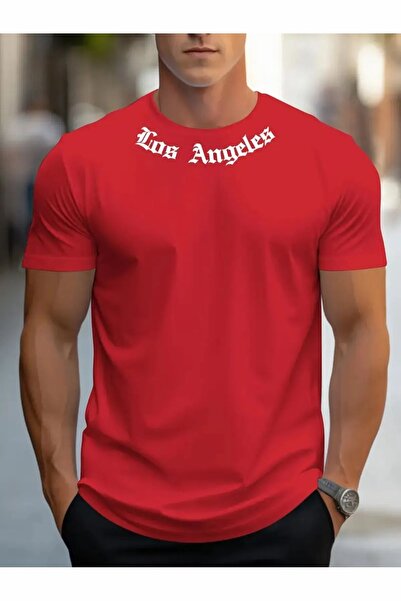 ship master Ανδρικό δημιουργικό μπλουζάκι Los Angeles με τύπωμα , άνετο κοντο...