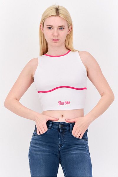 Don't Call Me Jennyfer Women Crew Neck Sleeveless Ombre Pattern Tank Top, White/pink
