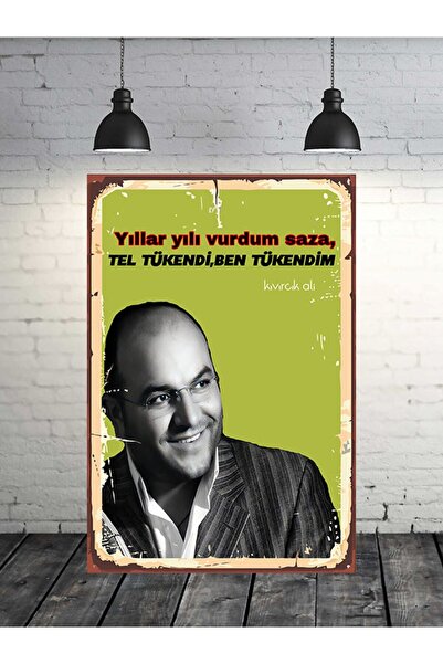 TAKIFİX Kıvırcık Ali Gül Tükendi Ben Tükendim 20x30 Cm Retro Ahşap Tablo