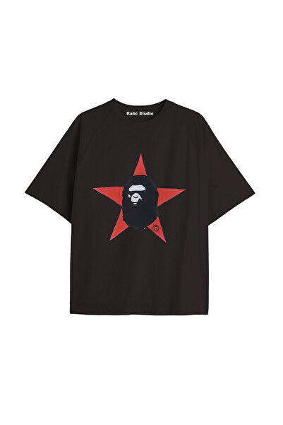 Kalic Studio Tricou de vară negru cu model Mr. Bape UNISEX