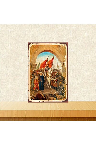 TAKIFİX Fatih Sultan Mehmet Istanbul'un Fethi 20-30 Cm Retro Ahşap Tablo Tkfx...