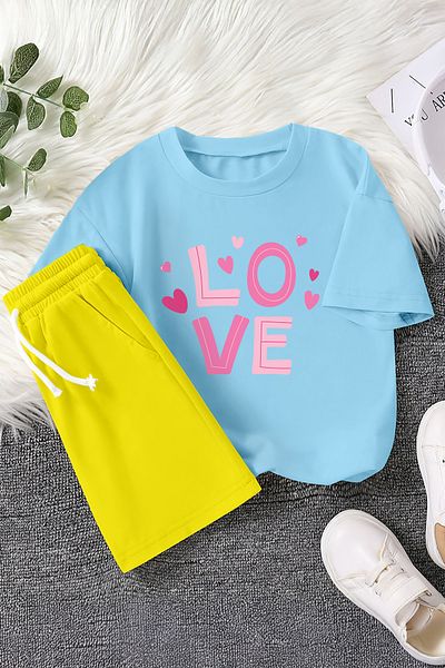 MYADA Set pentru copii din 2 piese cu imprimeu inimă scrisă Premium Love 23393