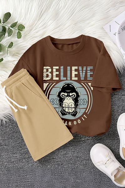 MYADA Детски костюм от 2 части с щампа на маймуна от нов сезон Believe 22477