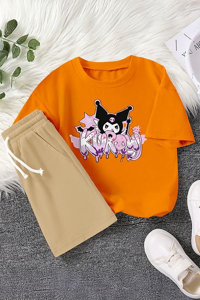 MYADA Premium Graffiti Written Baby Kuromi Colorful 2-Piece Children's Set 23408