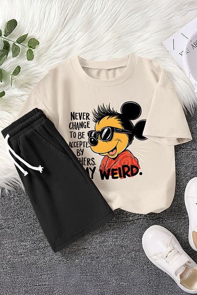 MYADA New Season Glasses Cartoon Character Weird Printed 2-Piece Children's Set 22536