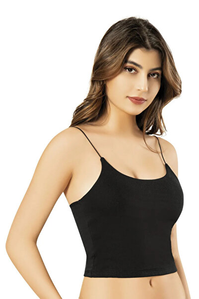 BUTİK1AVM Γυναικείο λουράκι από σχοινί Crop/Body χτενισμένο βαμβακερό ύφασμα