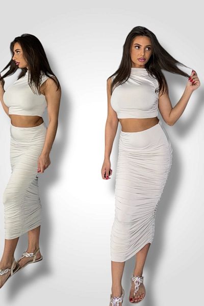 BOMBFIT CASUAL Set, Skirt and Top, Cream