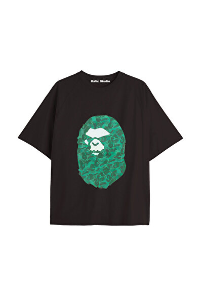 Kalic Studio Tricou de vară negru cu model Mr. Bape UNISEX