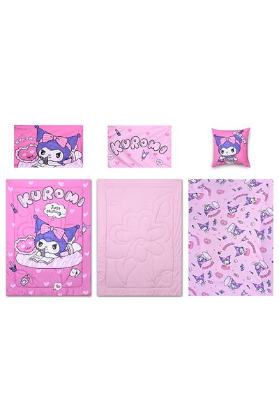 kuromi 5-piece Comforter Set With Brushed Microfiber & Polyester Shell – Pink