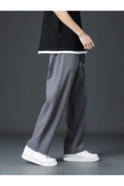 UYN SPORT Dark Gray Wide Leg Oversize Fit Comfortable Wear Sweatpants