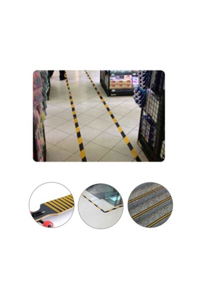 optana Sarı Siyah Kaydırmaz Bant 50mm x 15m Merdiven ve Zemin İçin Dayanıklı ...