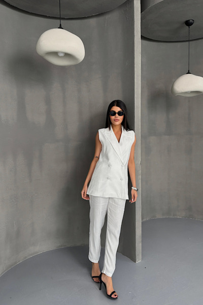 JANES ЖАКАРДОВИЙ КОШТЮМ - КОМПЛЕКТ ШТАНІВ - Білий