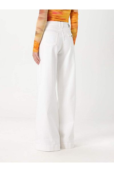 Versace Women Denim Fabric Normal Waist Straight Model White Pants 78Hab561Cewr1-003