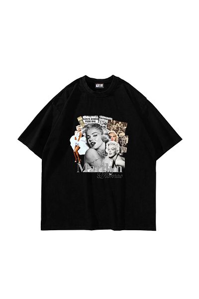 Sekizbiraltı Μαύρο μπλουζάκι με στάμπα Marilyn Monroe Oversize Unisex