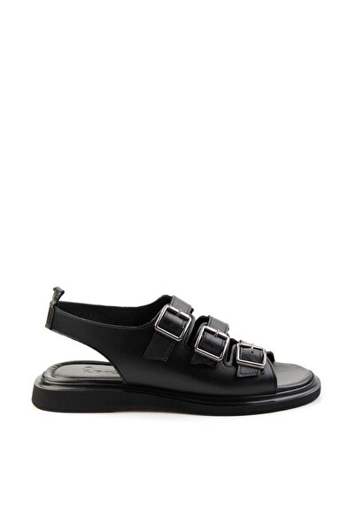Bambi Siyah Leather Kadın Sandalet K05359032403