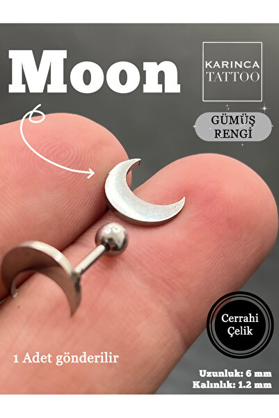 Karınca Piercing Ay Piercing Moon Hilal Conch Tragus Flat Helix Kıkırdak Kulak Memesi Cerrahi Çelik Küpe Aksesuar 6mm
