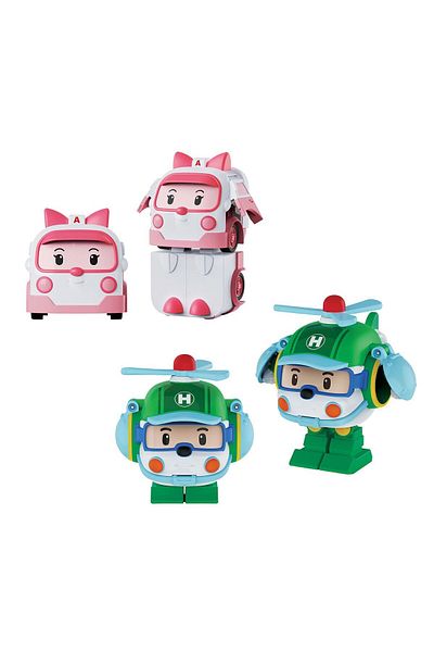 Robocar Poli Transformable Mini Vehicle to Robot Toy Set 4 Pieces 5 cm Size