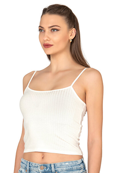ÖZKAN underwear Özkan 27434 Women's Viscose Camisole Flexible Comfortable Adjustable Rope Strap Crop Tank Top Bustier
