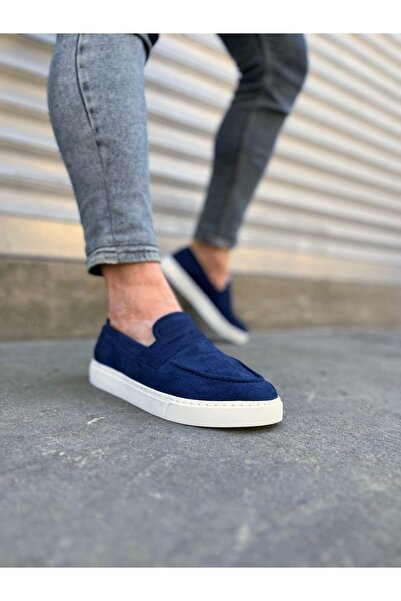 Zerenyus JY180 Estilo X Чоловічі класичні кросівки без шнурків із замші - темно-сині