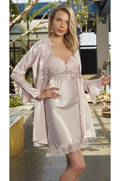 Nurteks Velvet Saten Pudra Renk Çeyizlik Altılı Set Takım