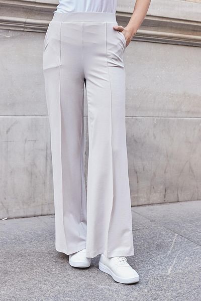 Jument Women's Modal Silky - Lycra Fabric, High Waist, Front Seam Pocket, Bos Palet Palazzo Pantalon