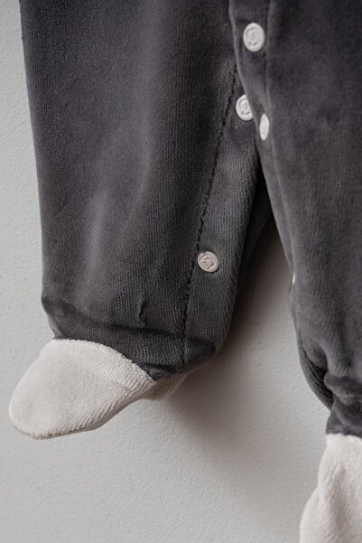 Bebitof Cute Rabbit in Pocket Patterned Cotton Baby Velvet Jumpsuit