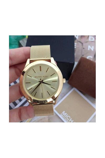 Michael Kors Mk3282 Slim Runway Champagne Dial Gold-tone Mesh Women's Watch