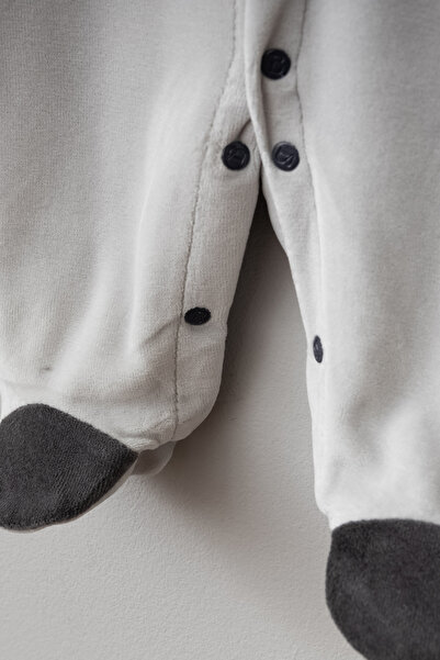 Bebitof Cute Tie Penguin Patterned Cotton Baby Velvet Jumpsuit