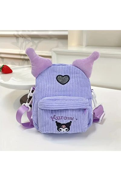 So Iconic Purple Velvet Crossbody Bag with Sanrio Kuromi Character