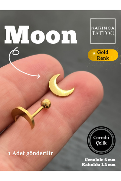 Karınca Piercing Ay Piercing Moon Hilal Conch Tragus Flat Helix Kıkırdak Kulak Memesi Cerrahi Çelik Küpe Aksesuar 6mm