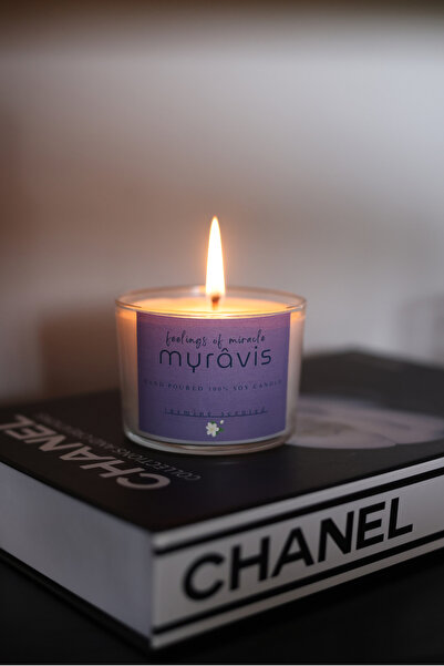 myrâvis Yasemin Kokulu Pamuk Fitilli Dekoratif El Yapımı ve %100 Doğal Soya Mumu