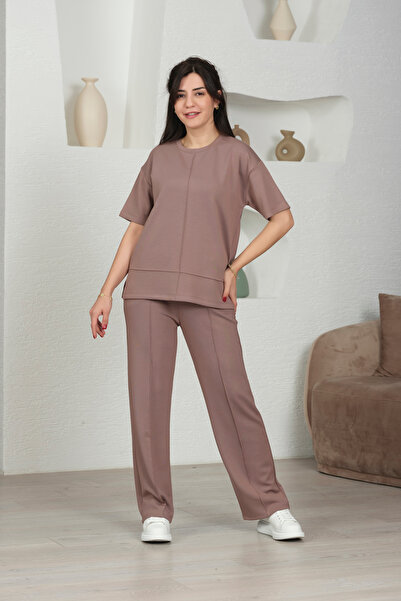 Devesta Moda Țesătură modal Çimalı, cu mânecă scurtă, lycra, confortabilă, ocazională și elegantă, fund - set de trening