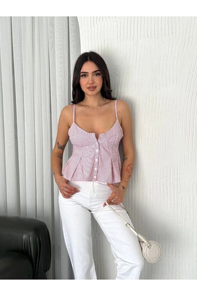 Moka Shopin Mokashopin Strappy Low-Cut Crop Top - Red