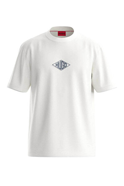 HUGO Erkek Kısa Kol Bisiklet Yaka Gögüs Ortası Ve Sırt Bölümü HUGO Yazılı Bey...
