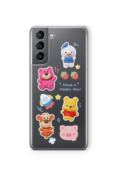 Multitronic Samsung Galaxy S21 Compatible Happy Day Design Printed Transparen...