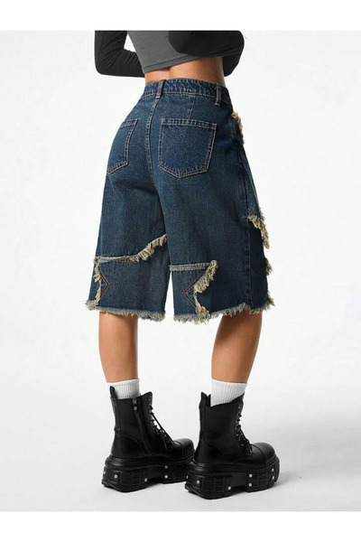 Gofeel Stars Patch Detaylı Kot Pantolon Kadın Şort