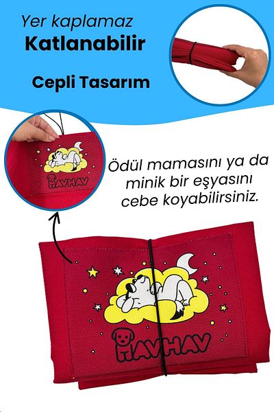 Havhav Burgundy Color Large and Medium Breed Dog Bed with Pockets and Foldable 47X85 cm