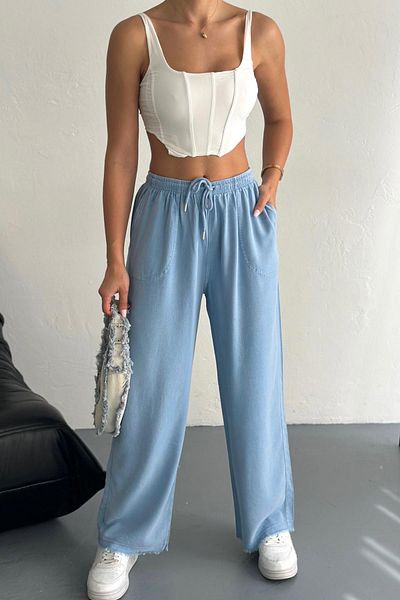 İstangül Butik Pantaloni de in cu talie înaltă cu picior largi