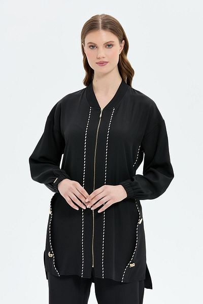 MÜSEMMA Plus Size Suit with Zipper Button Detail
