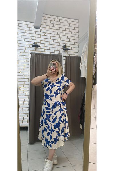 TUBA TOPTAŞ Floral V-Neck Dress