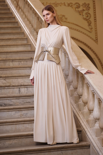 MERCI MS FANCY Korse Kemer Detaylı Uzun Abiye Elbise